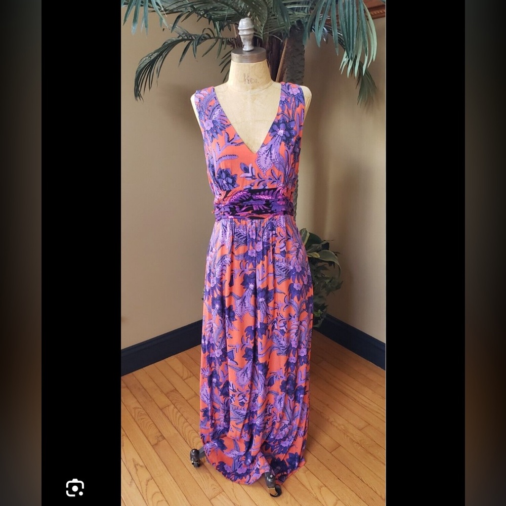 Maeve Macie Maxi dress Purple Coral boho print